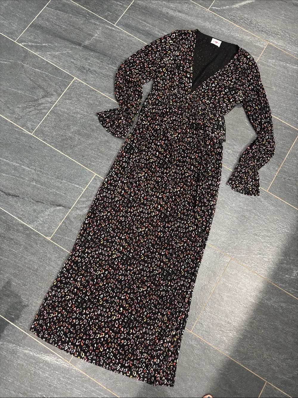 Black Floral Maxi Dress with V-Neck